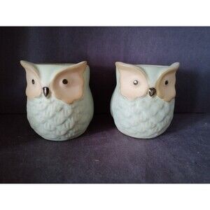 Set of 2 Mini Owl Ceramic Succulent Plant Pots Desktop Decorations
